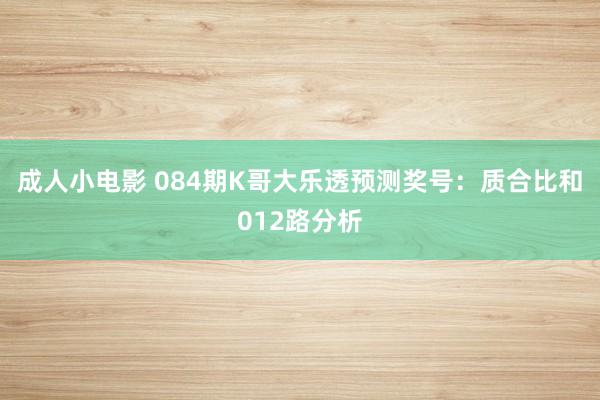 成人小电影 084期K哥大乐透预测奖号：质合比和012路分析