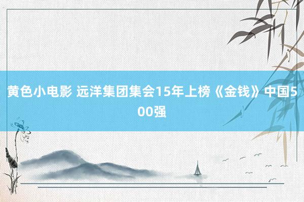 黄色小电影 远洋集团集会15年上榜《金钱》中国500强