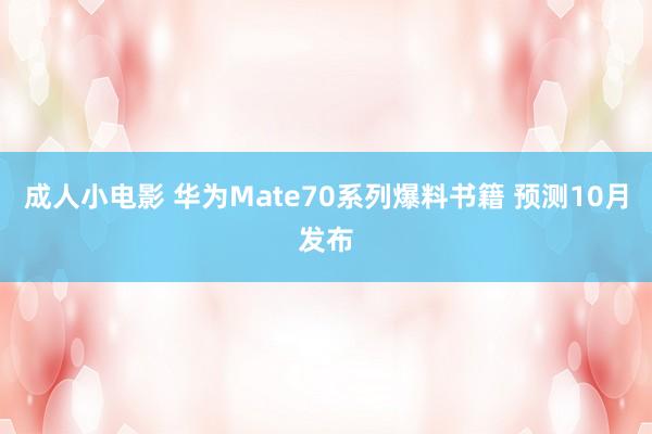 成人小电影 华为Mate70系列爆料书籍 预测10月发布