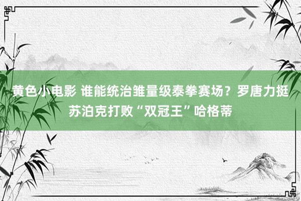 黄色小电影 谁能统治雏量级泰拳赛场？罗唐力挺苏泊克打败“双冠王”哈格蒂