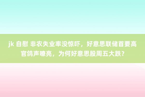 jk 自慰 非农失业率没惊吓，好意思联储首要高官鸽声嘹亮，为何好意思股周五大跌？