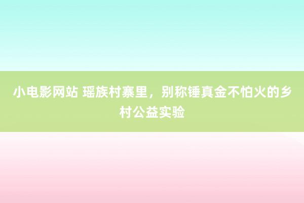 小电影网站 瑶族村寨里，别称锤真金不怕火的乡村公益实验